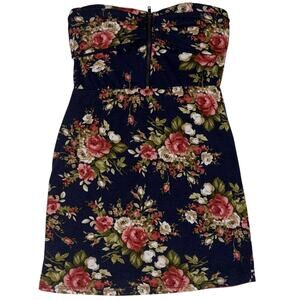 Nella Fantasia Strapless Floral Dress - Navy and Red